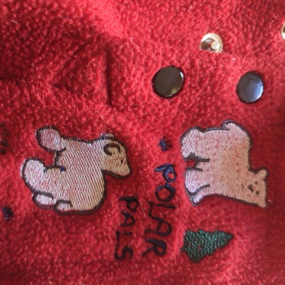 Vintage Baby B'gosh 18 Month Red Fleece Polar Bear Jump Suit Unique Unisex XMAS - Picture 7 of 7